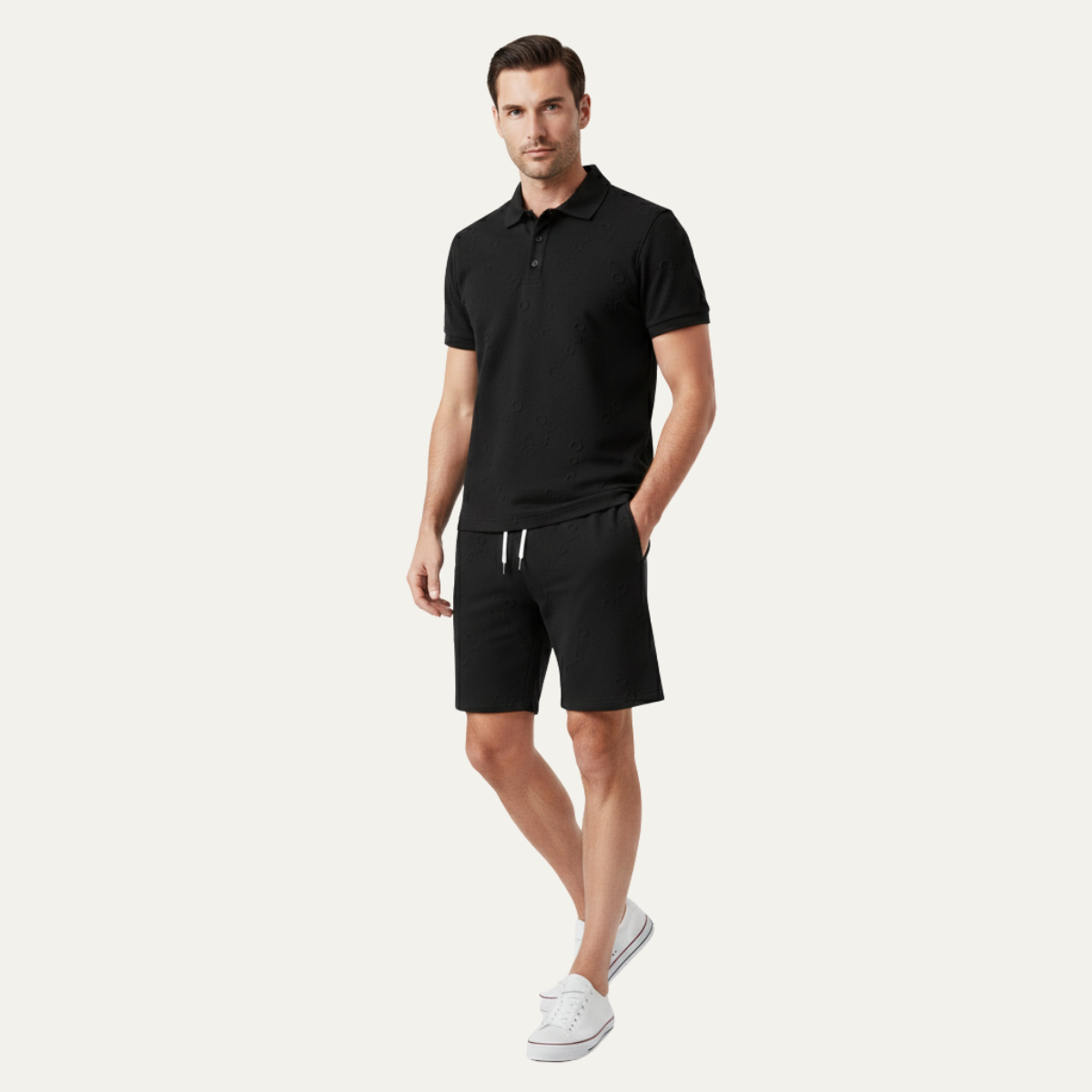 Ezra | Men's Polo Sweatsuit Navy Short Sleeve