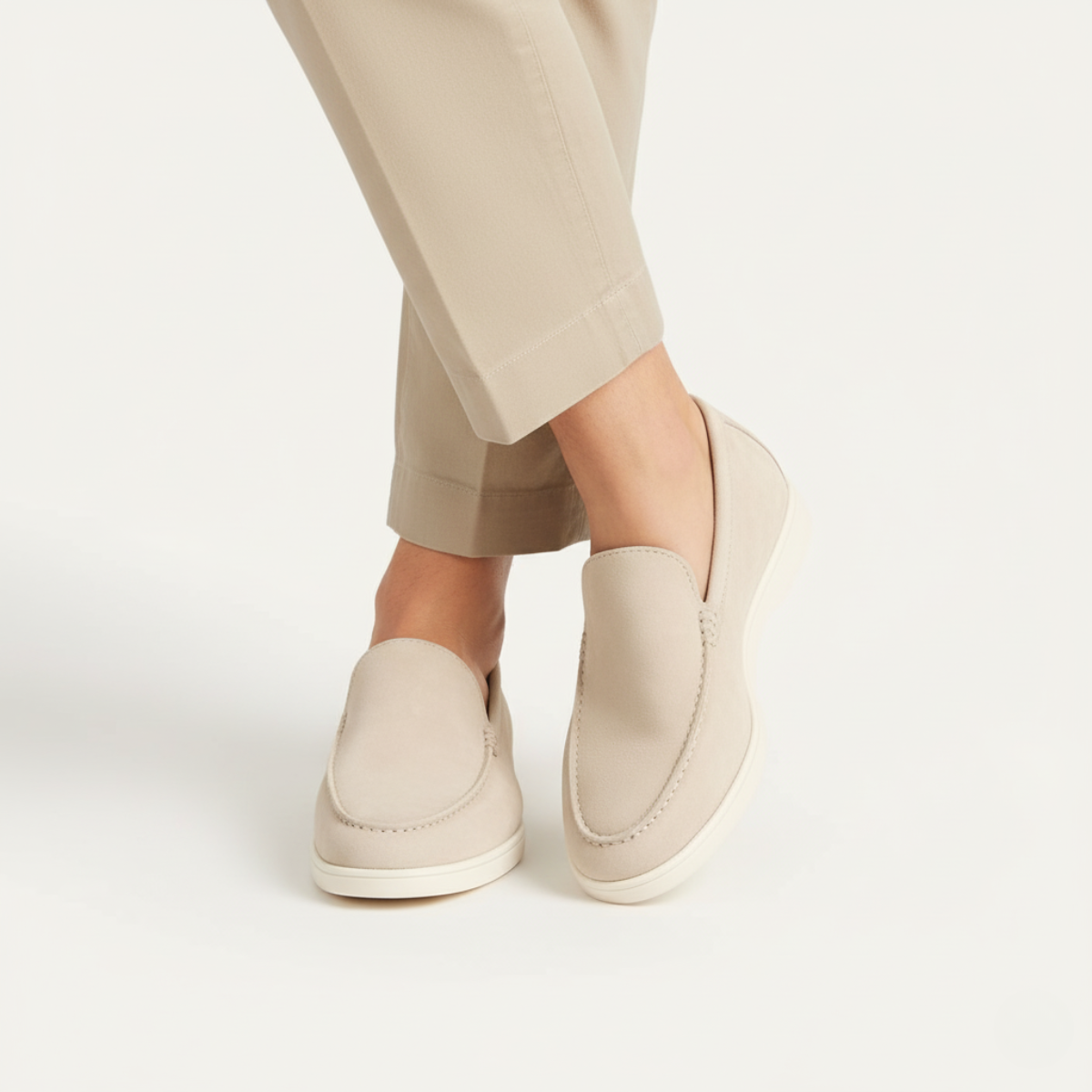 Axel | Men's Suede Loafer Cream Casual Slip On