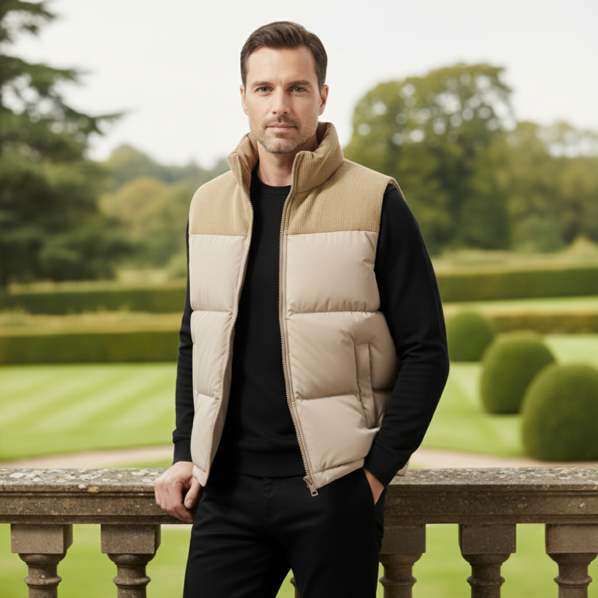 Axel | Men's Quilted Puffer Vest Black Charcoal