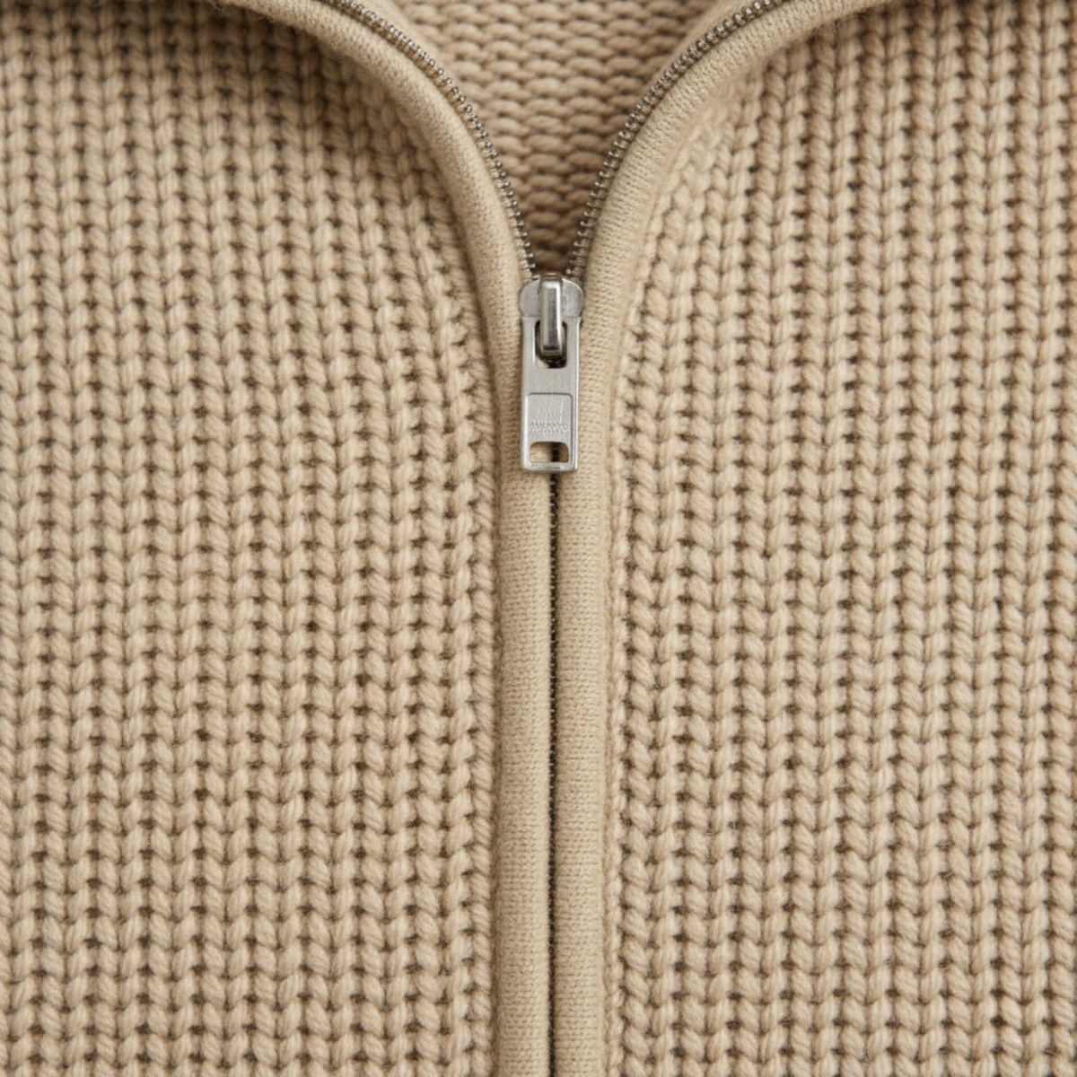 Lars | Men's Quarter Zip Cardigan Cream Ribbed Knit