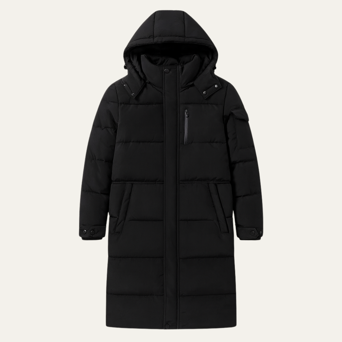 Knox | Men's Longline Puffer Coat Black Hood