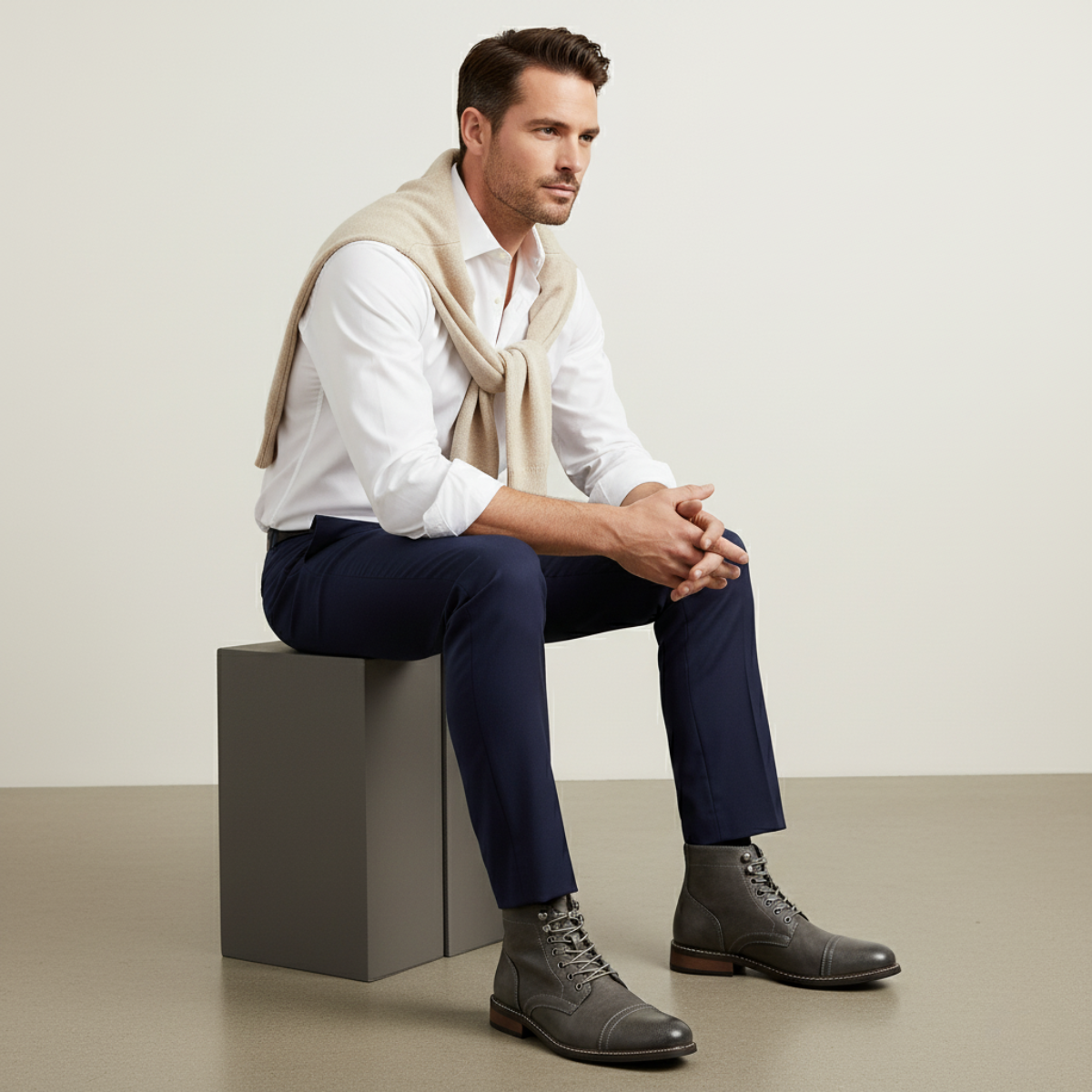 Blake | Men's Leather Lace Up Ankle Boots Gray