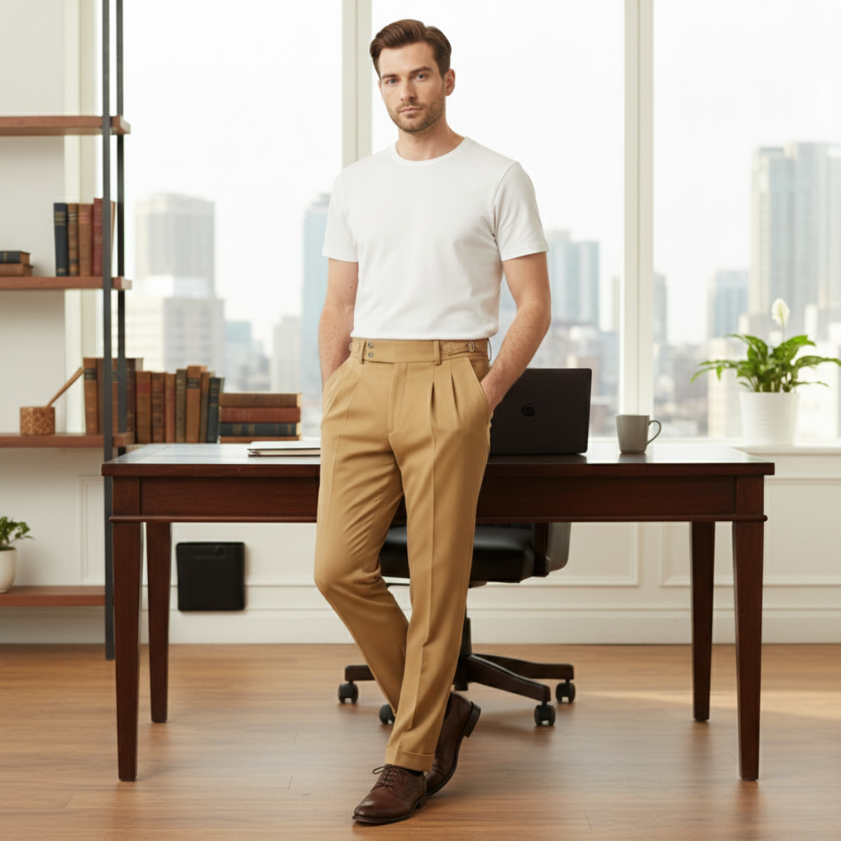 Kaden | Men's Pleated Dress Pants Khaki