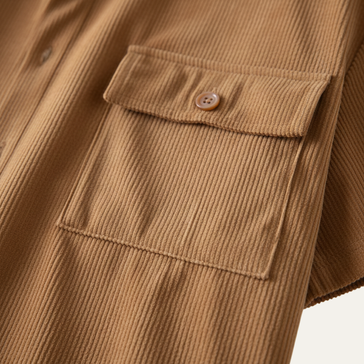 Beau | Men's Casual Corduroy Shorts Set Tan Short Sleeve