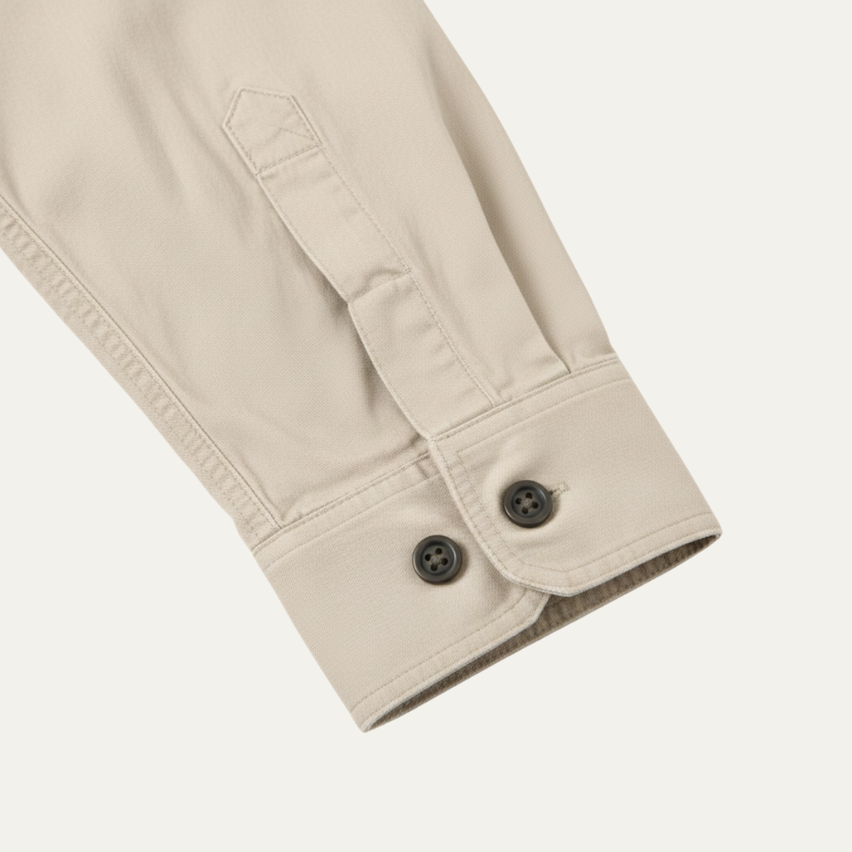 Eli | Men's Casual Denim Shirt Cream Long Sleeve Multi Pocket