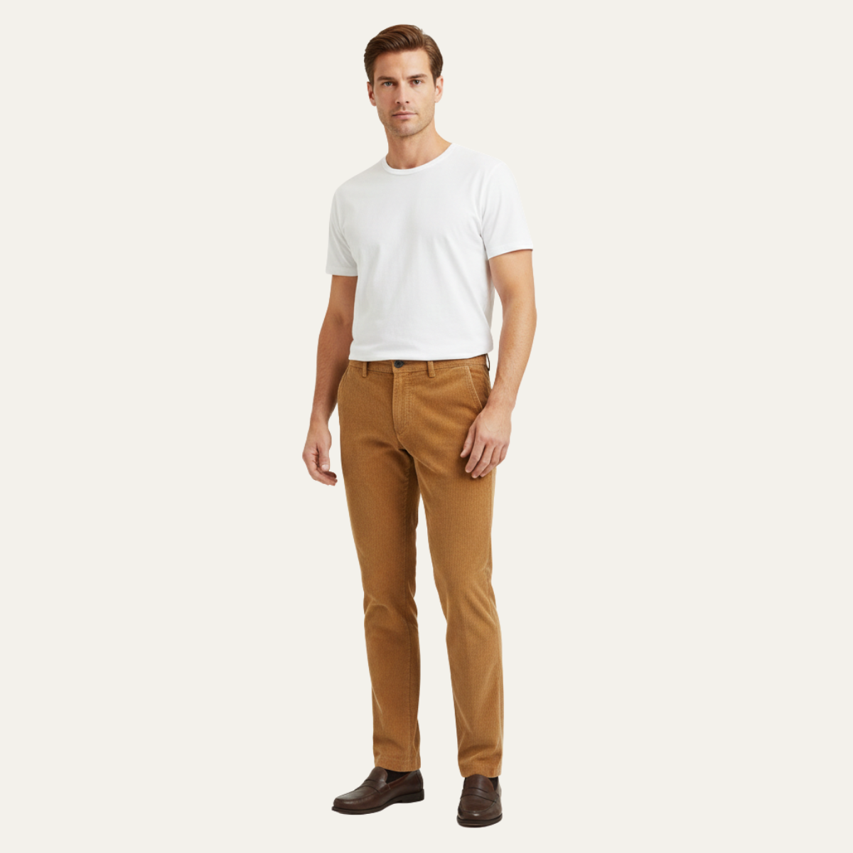 Bram | Men's Casual Corduroy Pants Brown Stretch