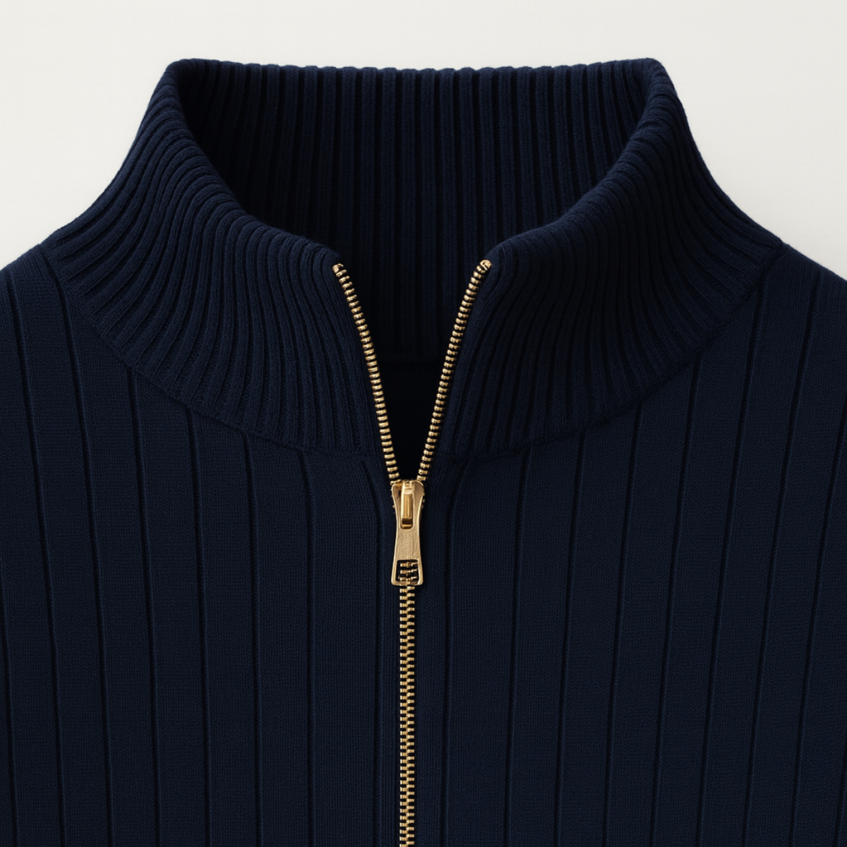 Bram | Men's Quarter Zip Ribbed Sweater Navy