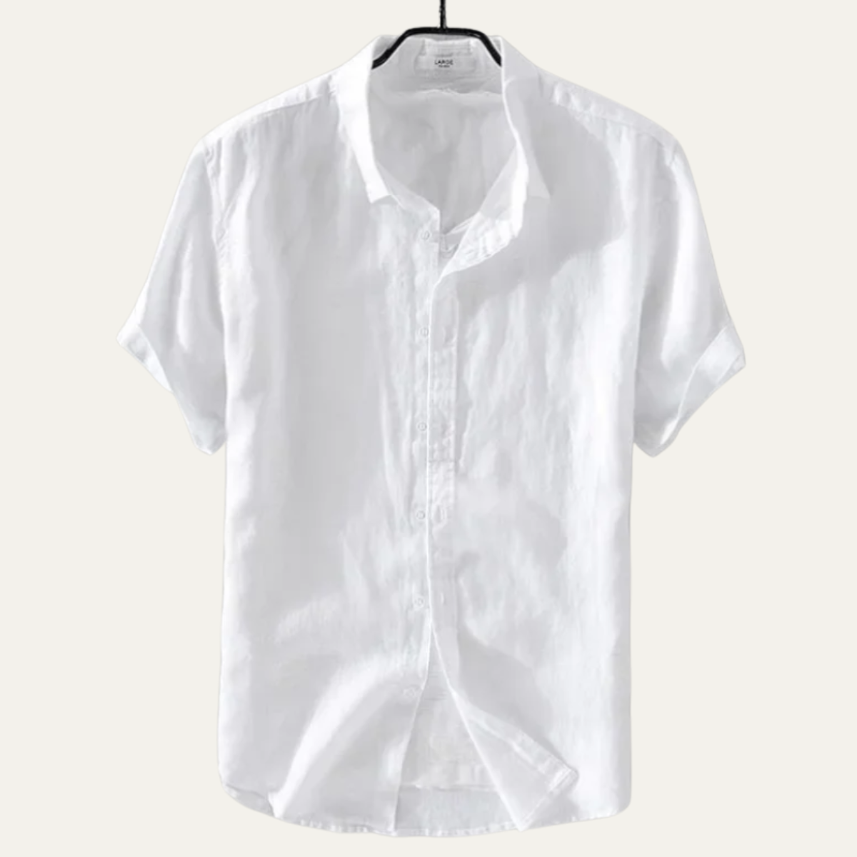 Beau | Men's Linen Shirt White Short Sleeve Relaxed Fit