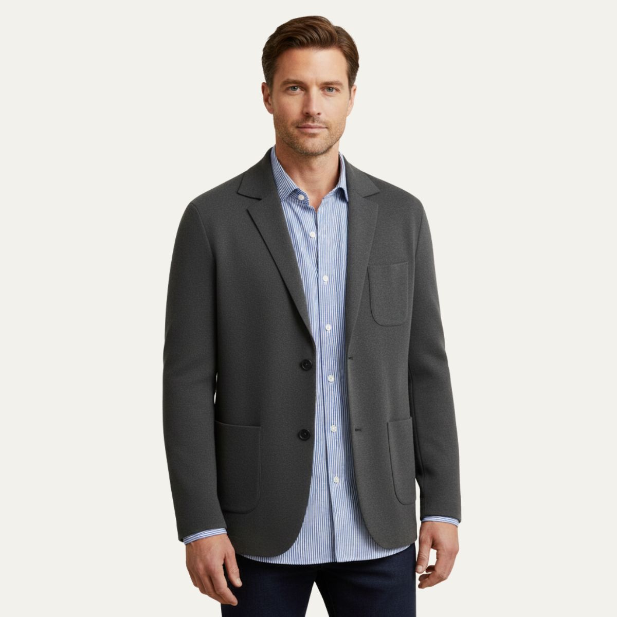 Hugo | Men's Smart Casual Linen Blazer Olive Green Stripe Shirt
