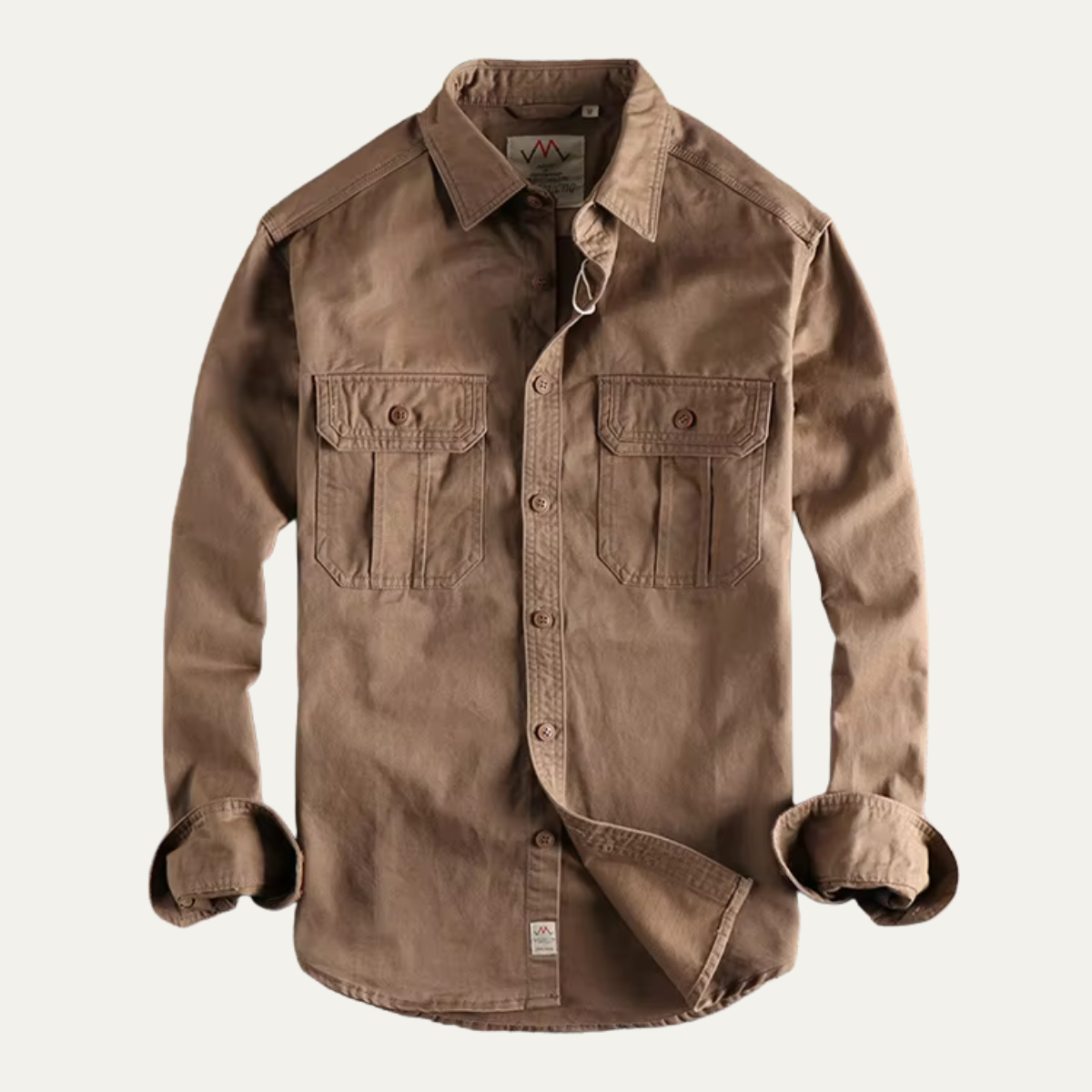 Axel | Men's Utility Denim Shirt Jacket Beige Long Sleeve