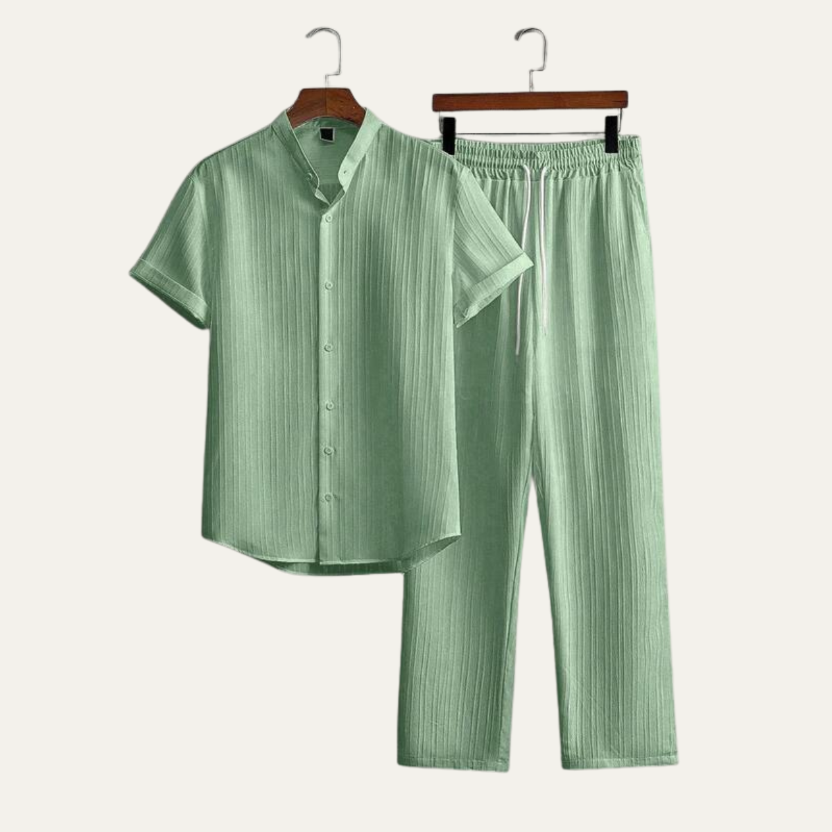 Rowan | Men's Casual Linen Shirt And Pants Set Mint Green