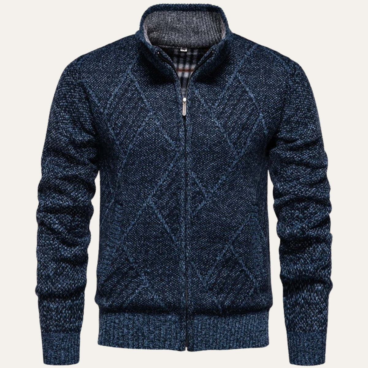 Hector | Men's Cable Knit Zip Up Sweater Charcoal Gray
