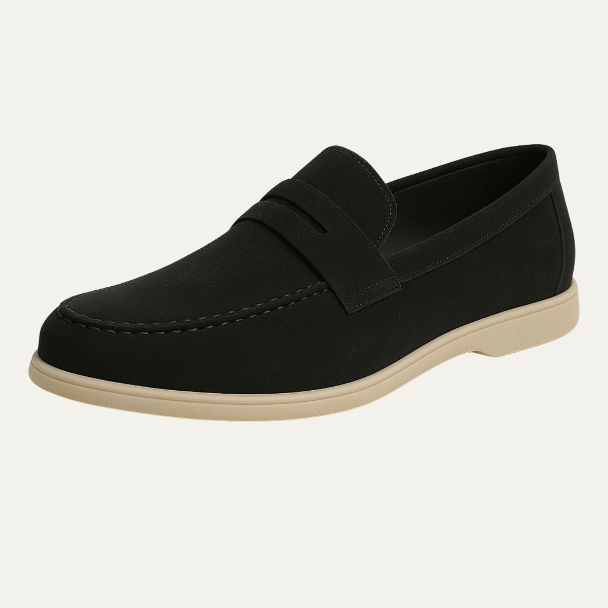 Arlo | Men's Suede Loafer Black Cream Sole