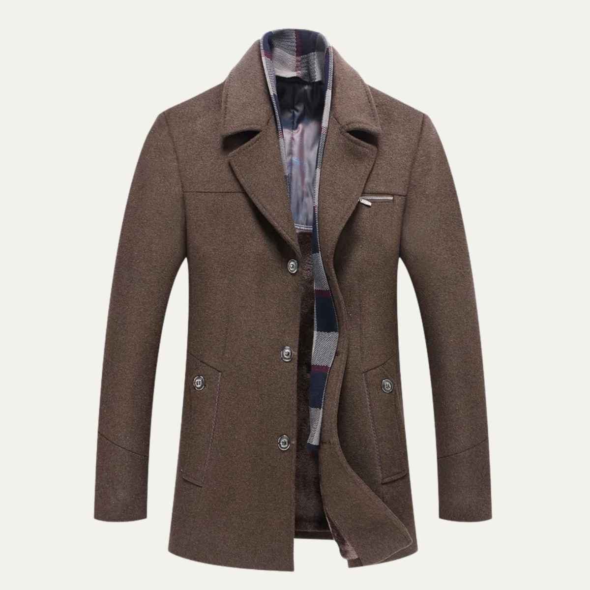 Bram | Men's Navy Wool Blend Casual Blazer Long Coat