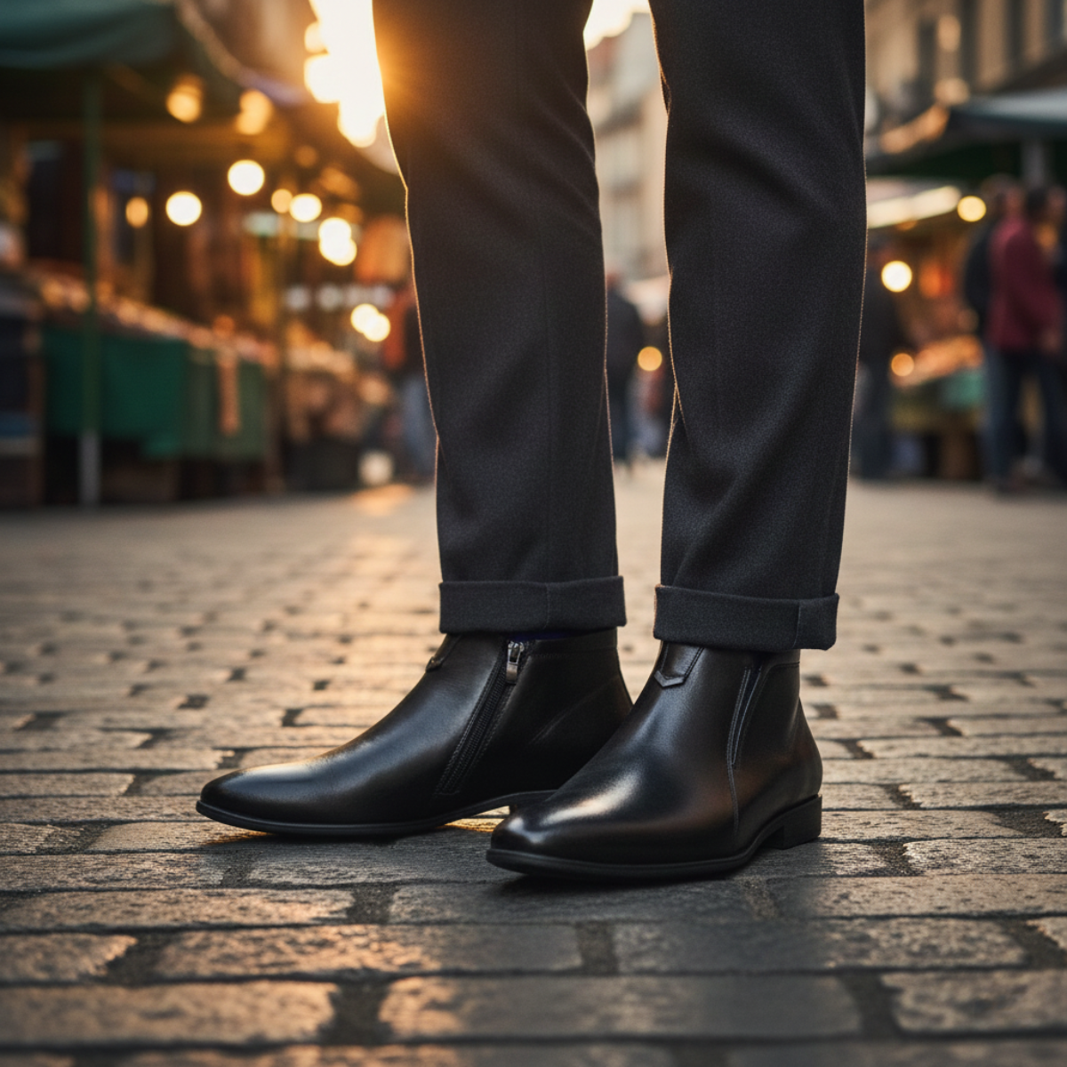 Kade | Men's Pointed Toe Leather Chelsea Boots Black