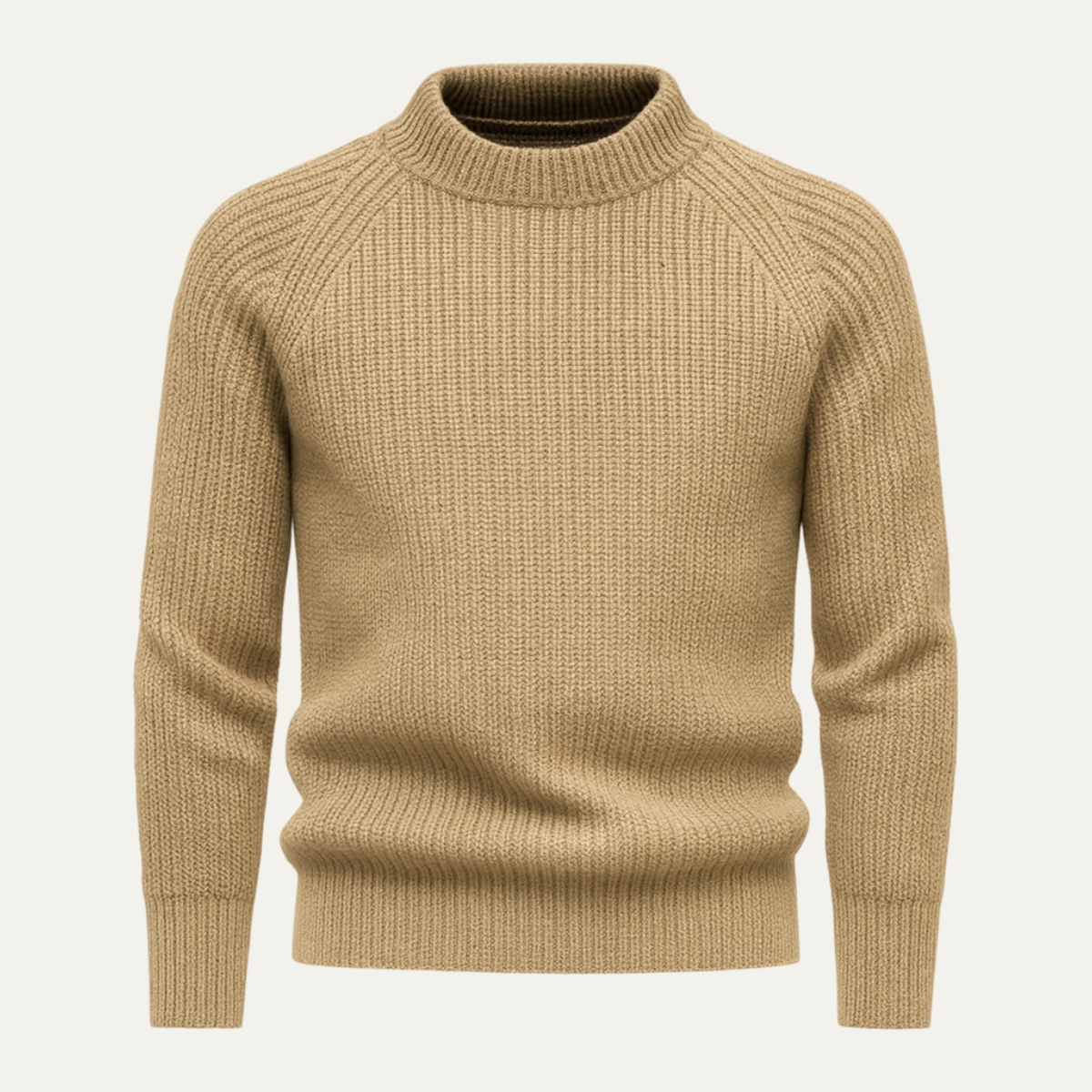 Bram | Men's Crew Neck Sweater Cream Ribbed Knit