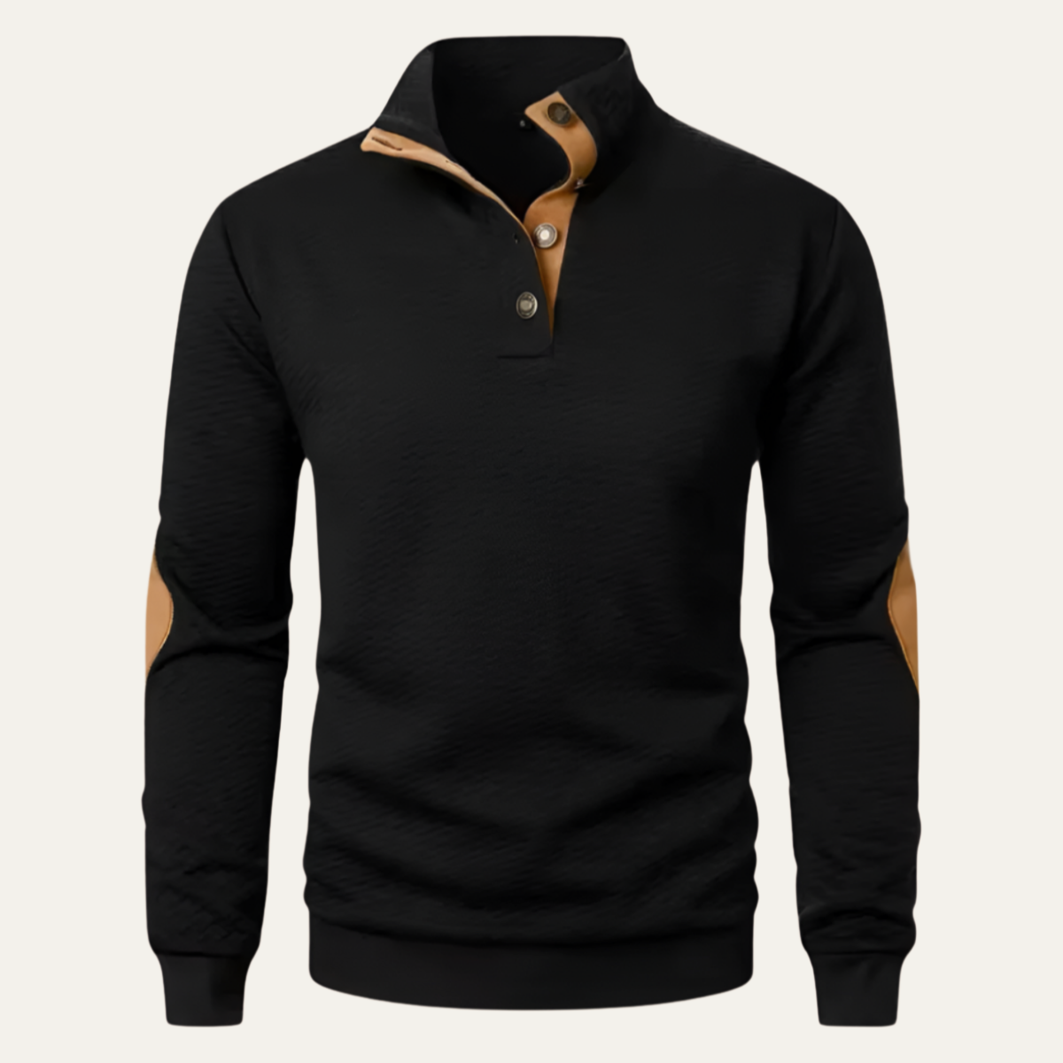Demi | Men's Quarter Zip Sweater Navy Elbow Patch
