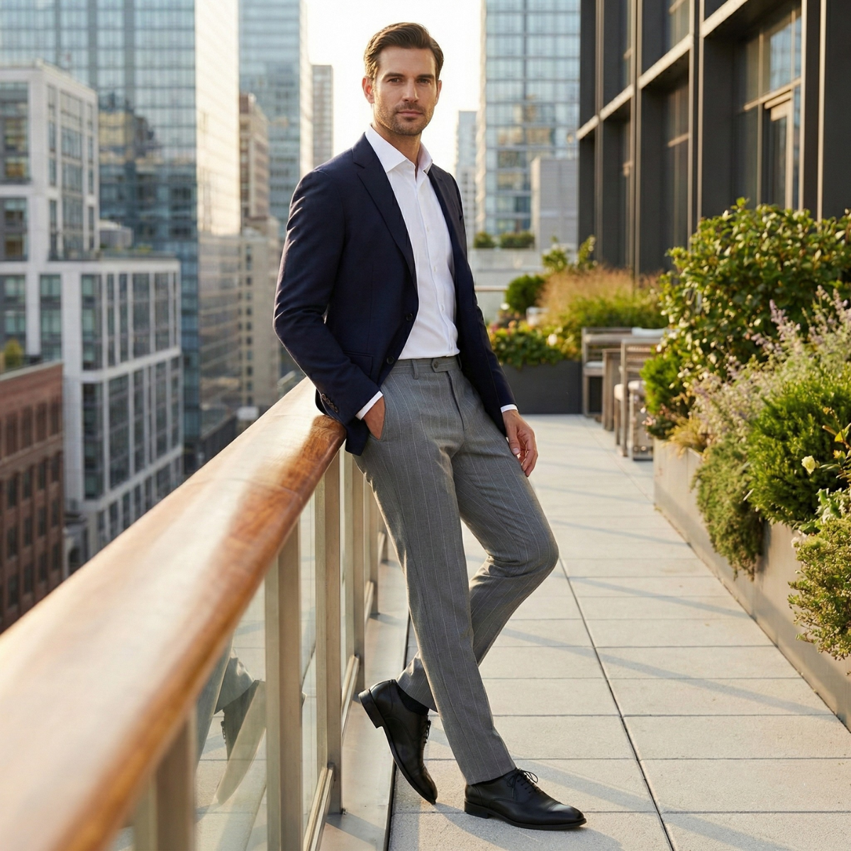 Cruz | Men's Slim Fit Dress Pants Gray Pinstripe