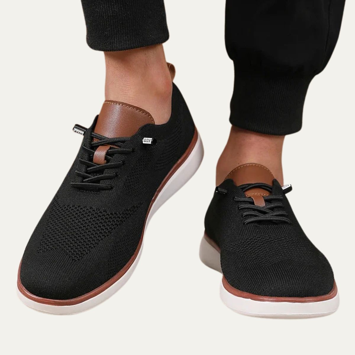 Marco | Men's Breathable Knit Sneaker Beige White Sole