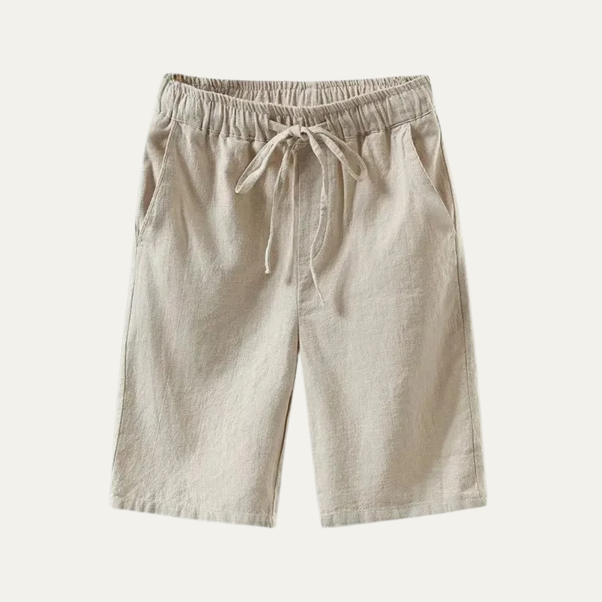 Beau | Men's Linen Shorts Cream Drawstring