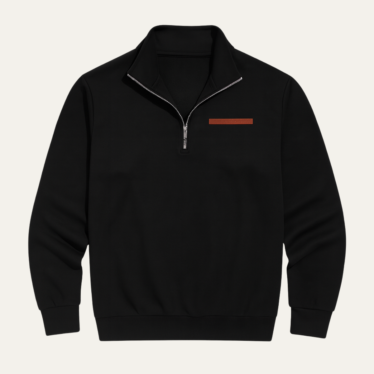 Beau | Men's Quarter Zip Sweatshirt Black Chest Pocket