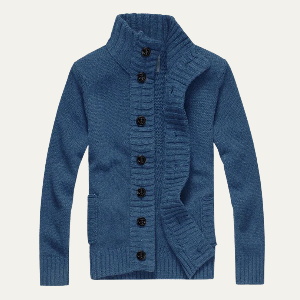 Beau | Men's Button Up Cardigan Navy Blue Shawl Collar