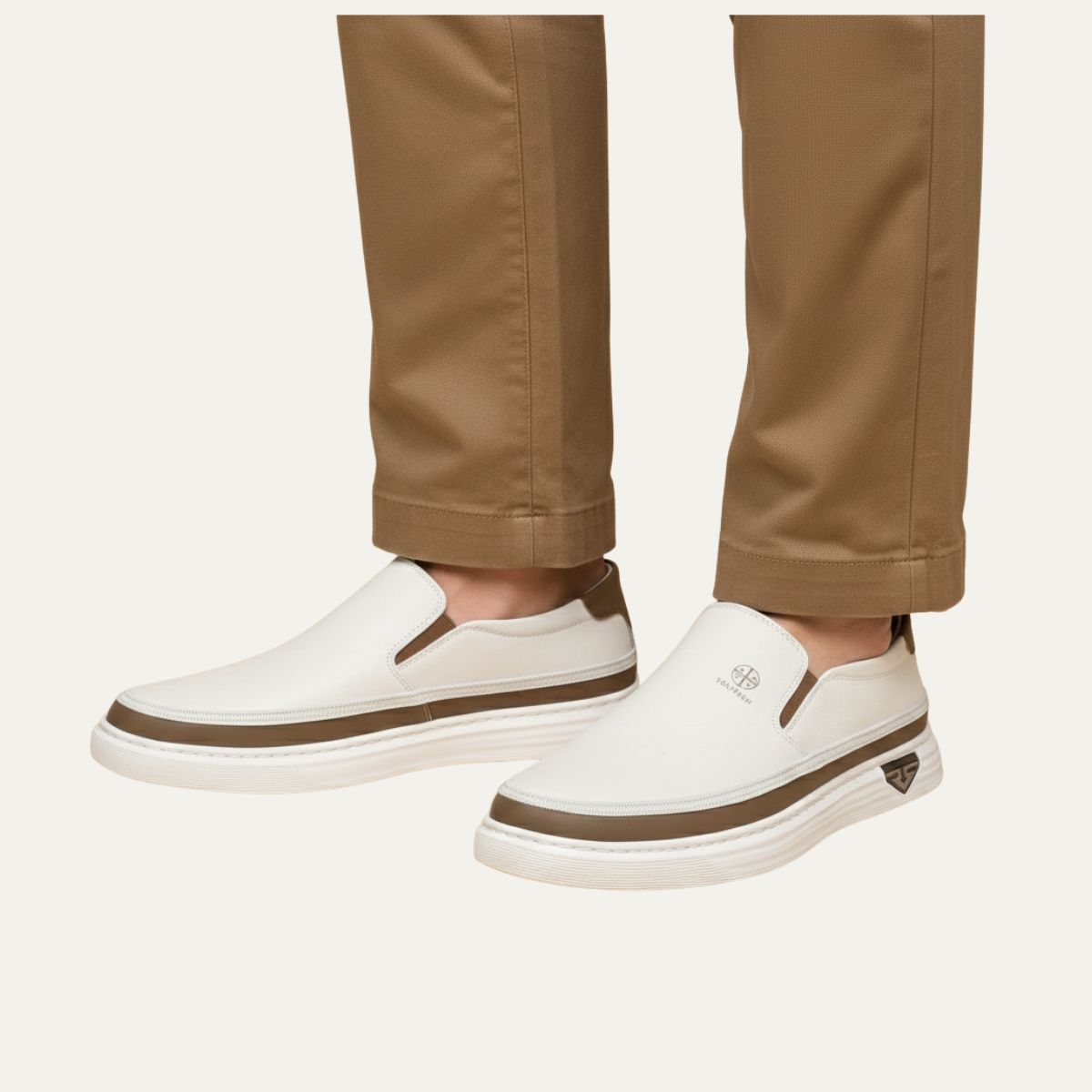 Beau | Men's Casual Slip On Shoes White Leather