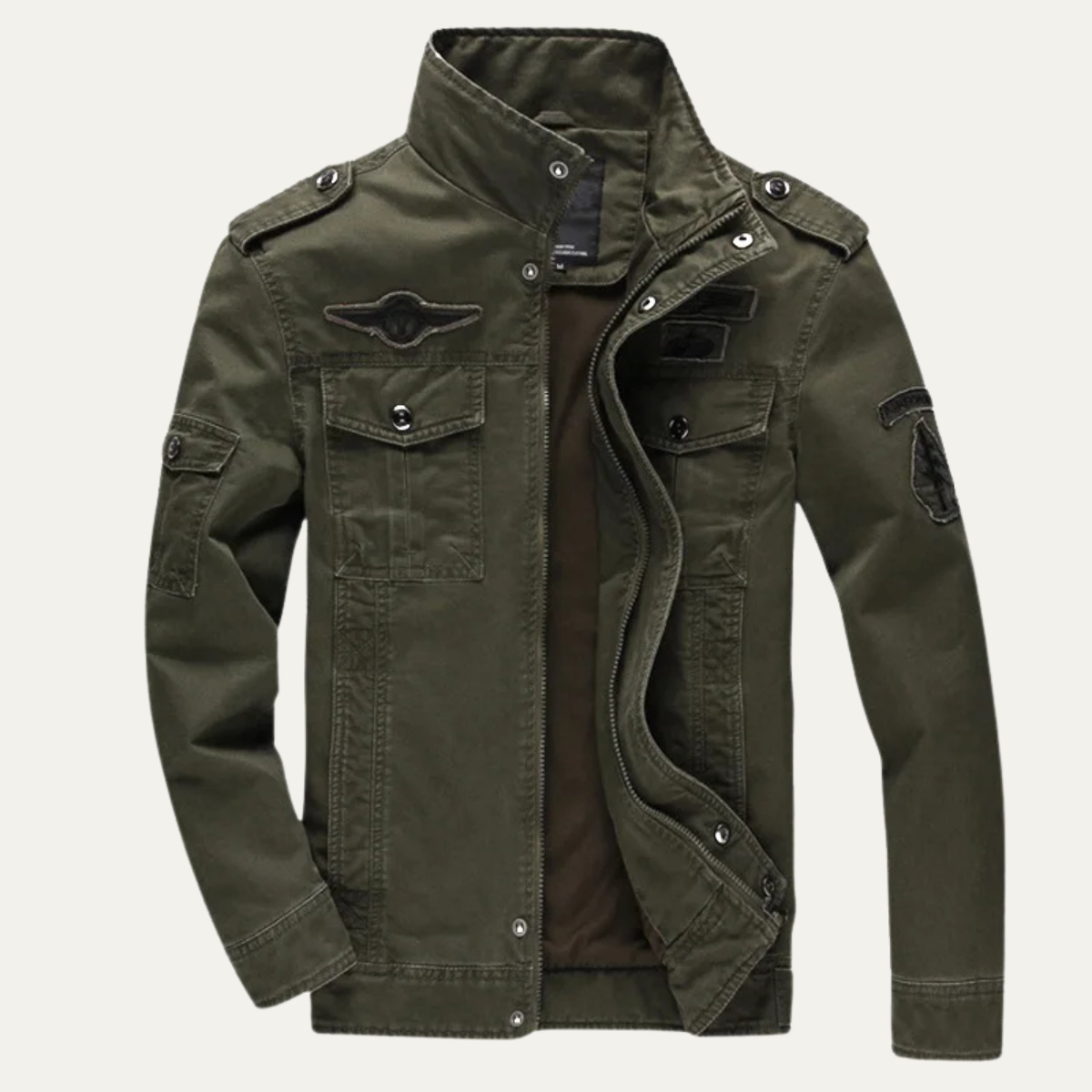 Axel | Men's Military Utility Jacket Olive Green Multi Pocket