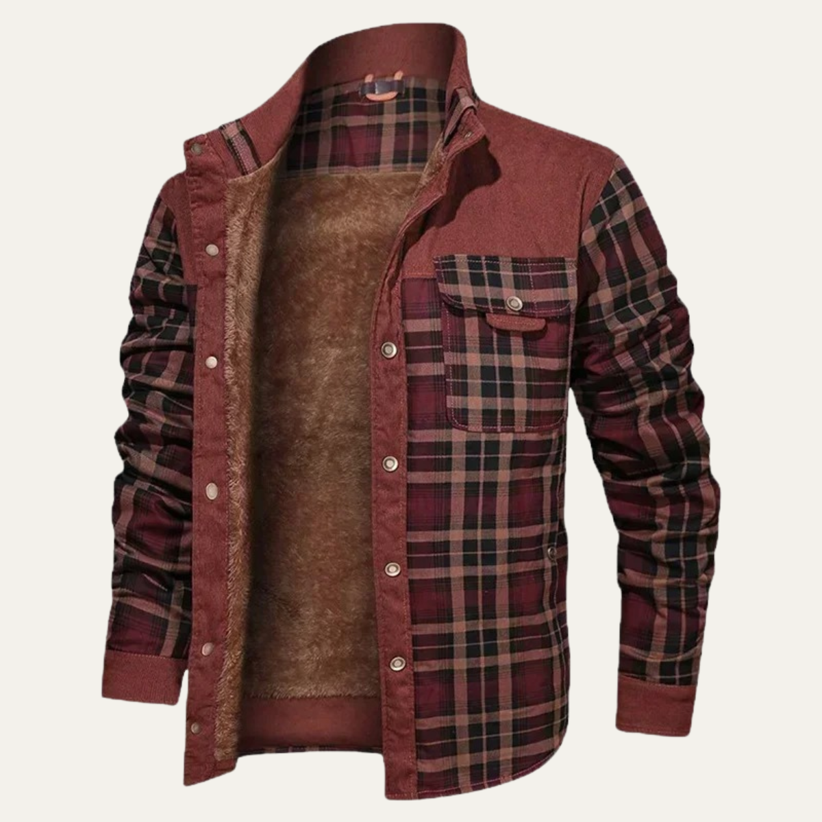 Rhys | Men's Plaid Check Jacket Burgundy Wool Blend