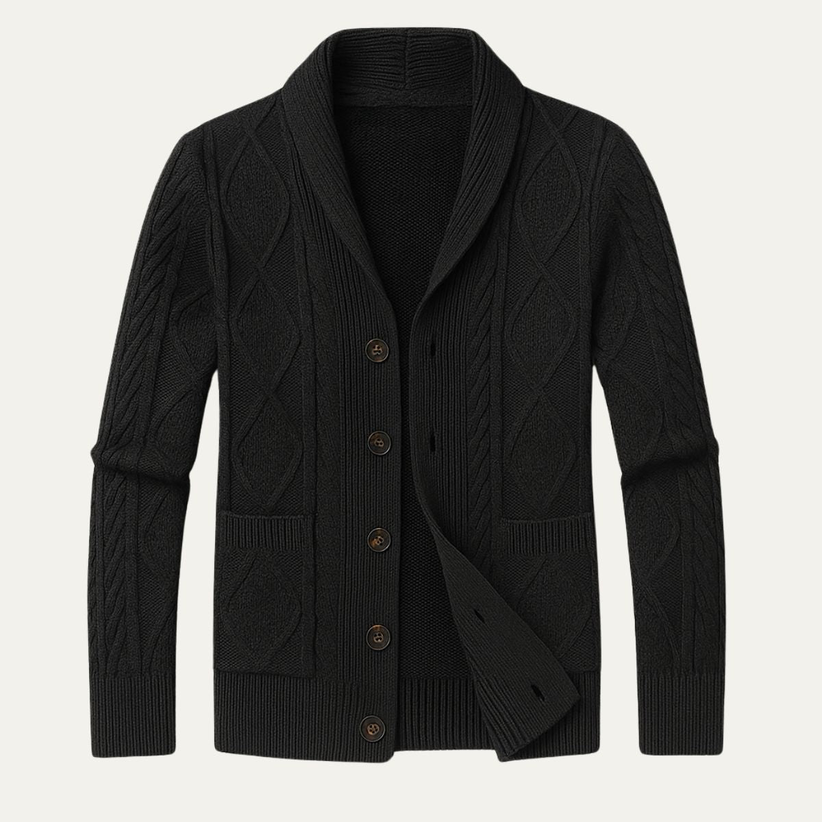 Rowan | Men's Cashmere Cardigan Charcoal Gray Button Up