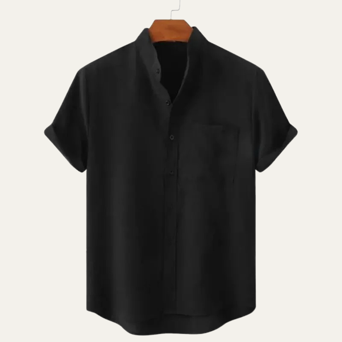 Axel | Men's Button Up Shirt Black Short Sleeve