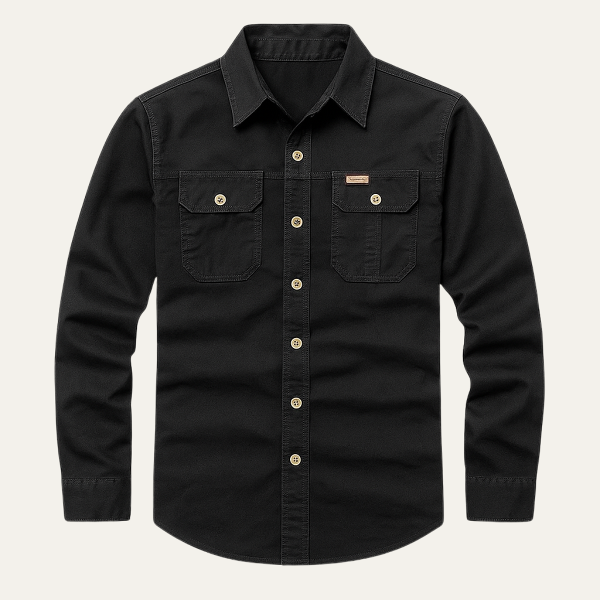 Axel | Men's Denim Shirt Black Long Sleeve Utility Pocket