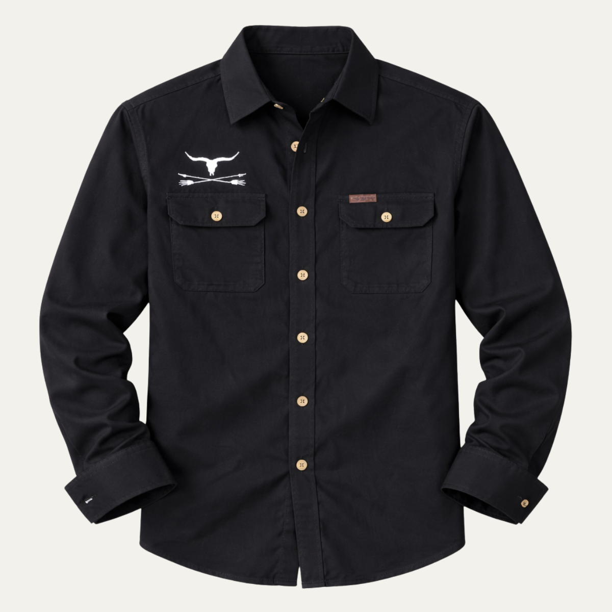 Callum | Men's Western Denim Shirt Black Cowboy Print