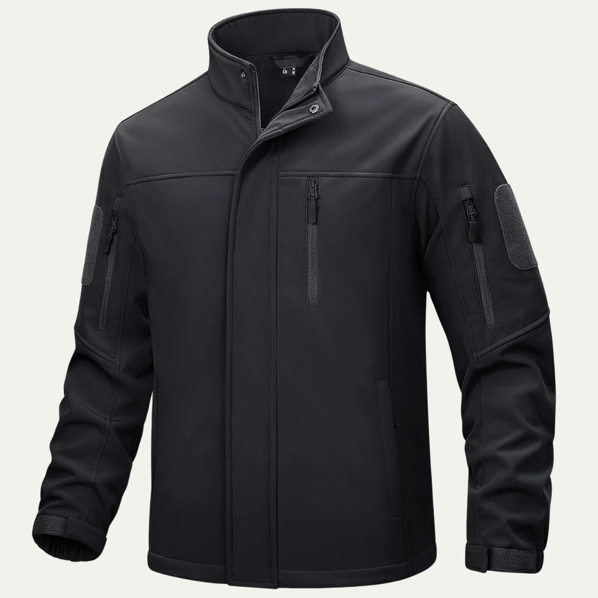 Rhys | Men's Lightweight Utility Jacket Black With Fleece Lined Collar