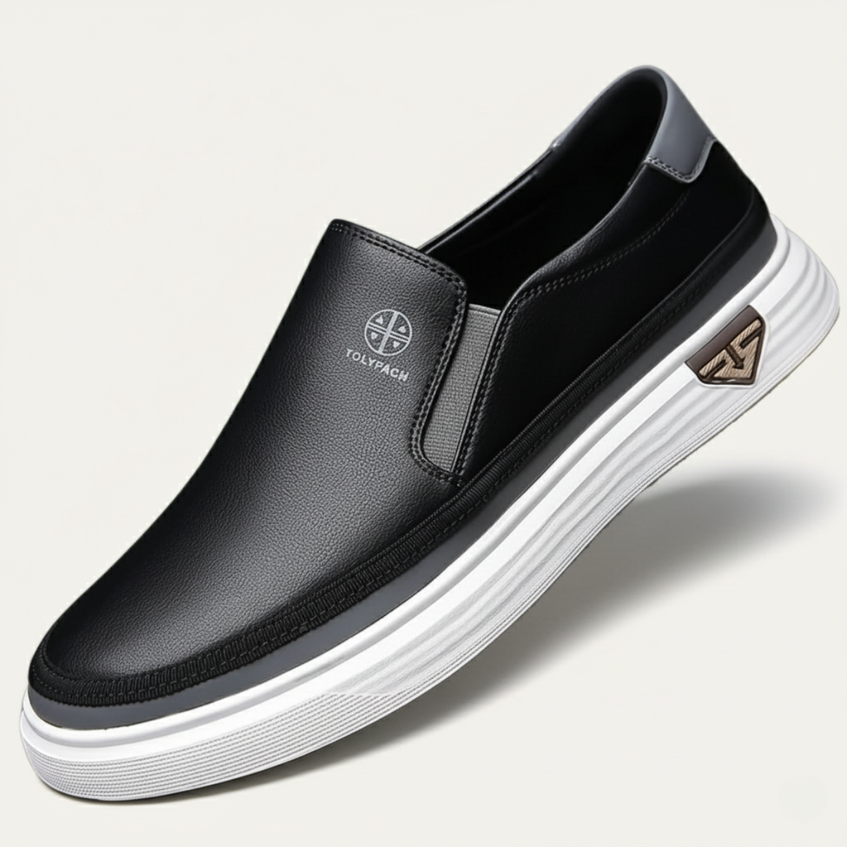 Demi | Men's Slip On Sneaker White Brown Casual Comfort