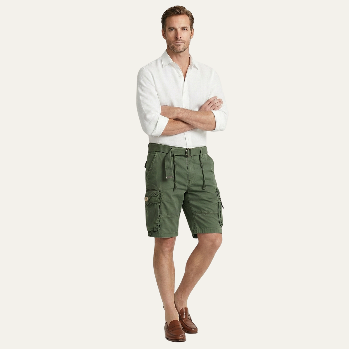 Jude | Men's Cargo Shorts Beige Multiple Pockets