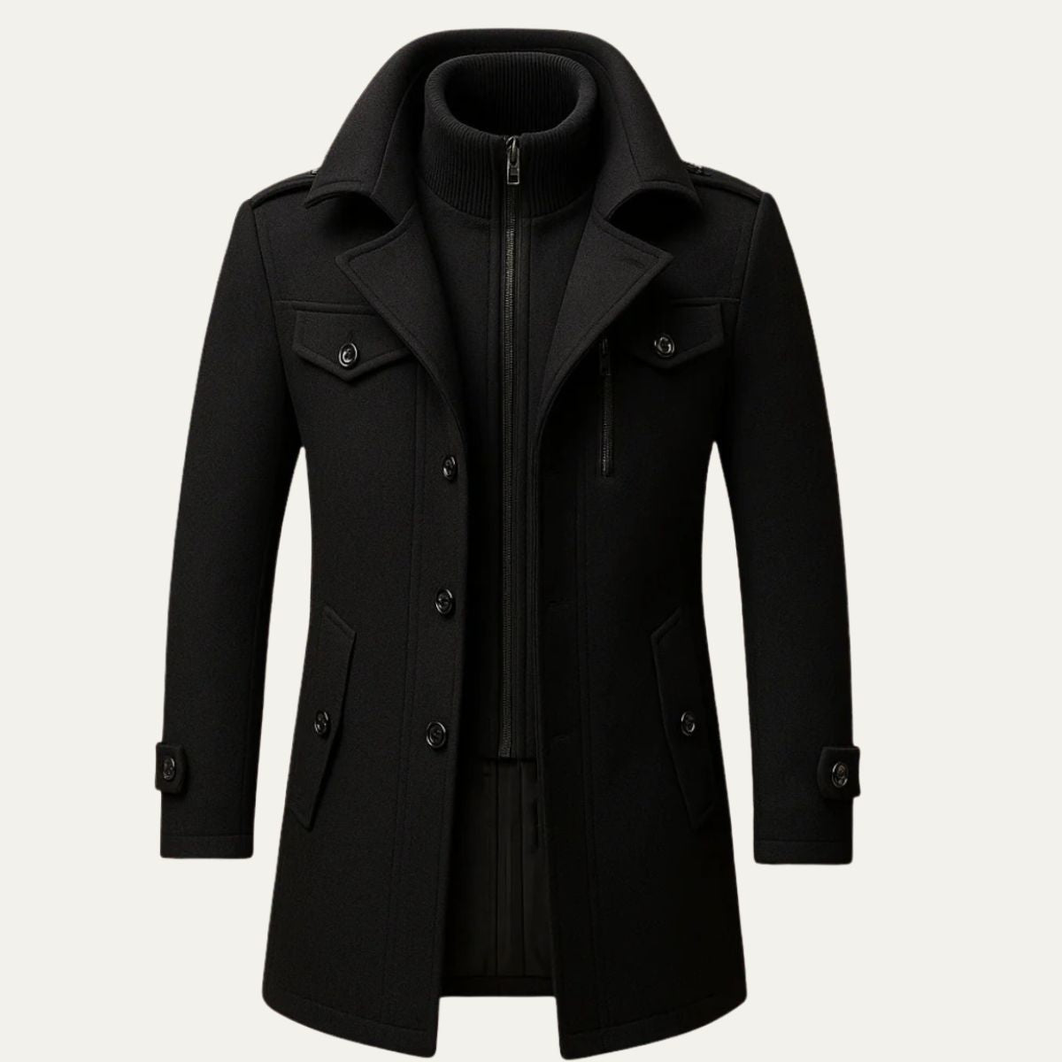 Bram | Men's Wool Overcoat Black