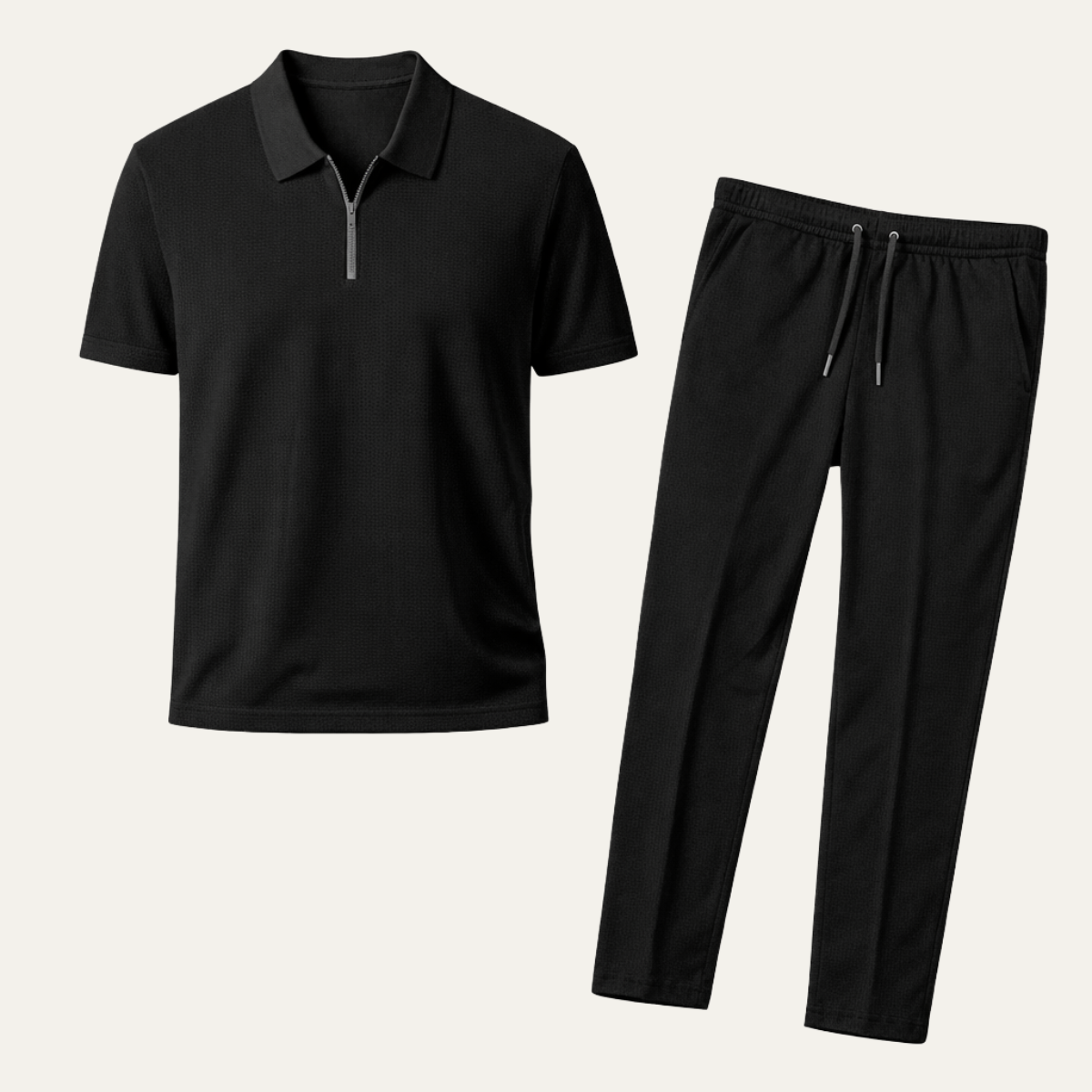 Wyatt | Men's Casual Waffle Knit Sweatsuit Black