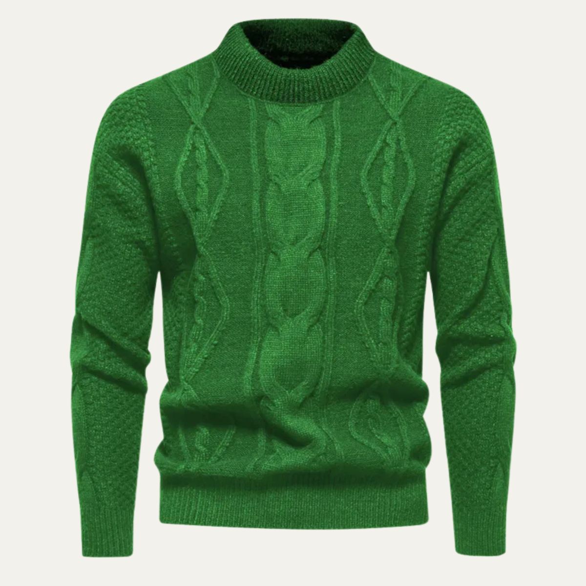 Bram | Men's Cable Knit Sweater Burgundy Crew Neck