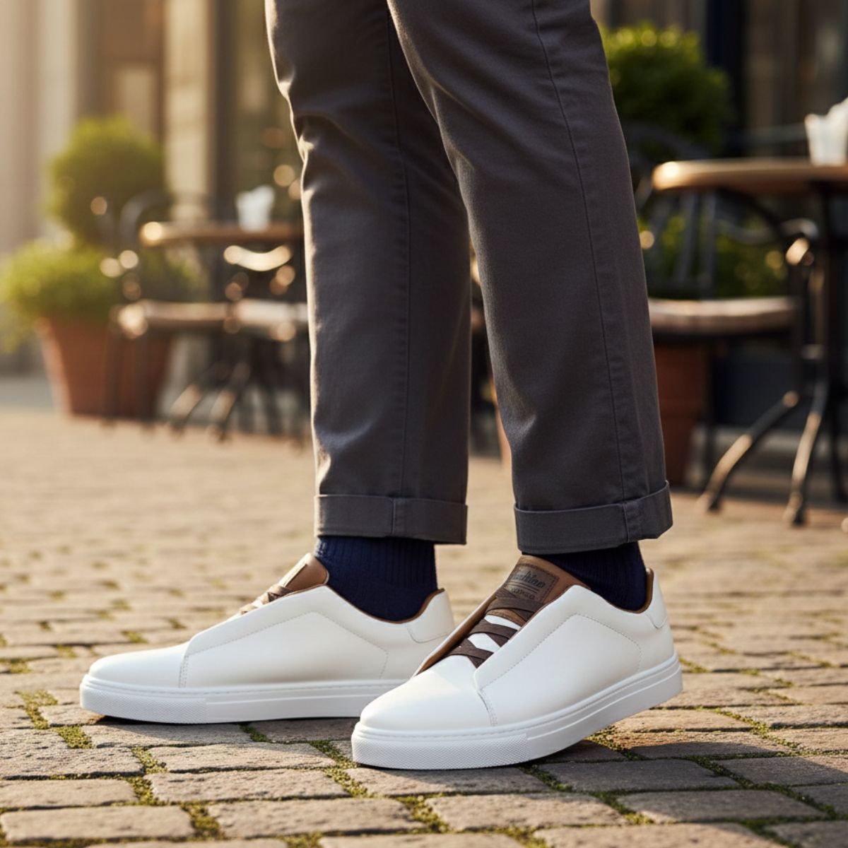 Luca | Men's Leather Sneaker Navy White Sole