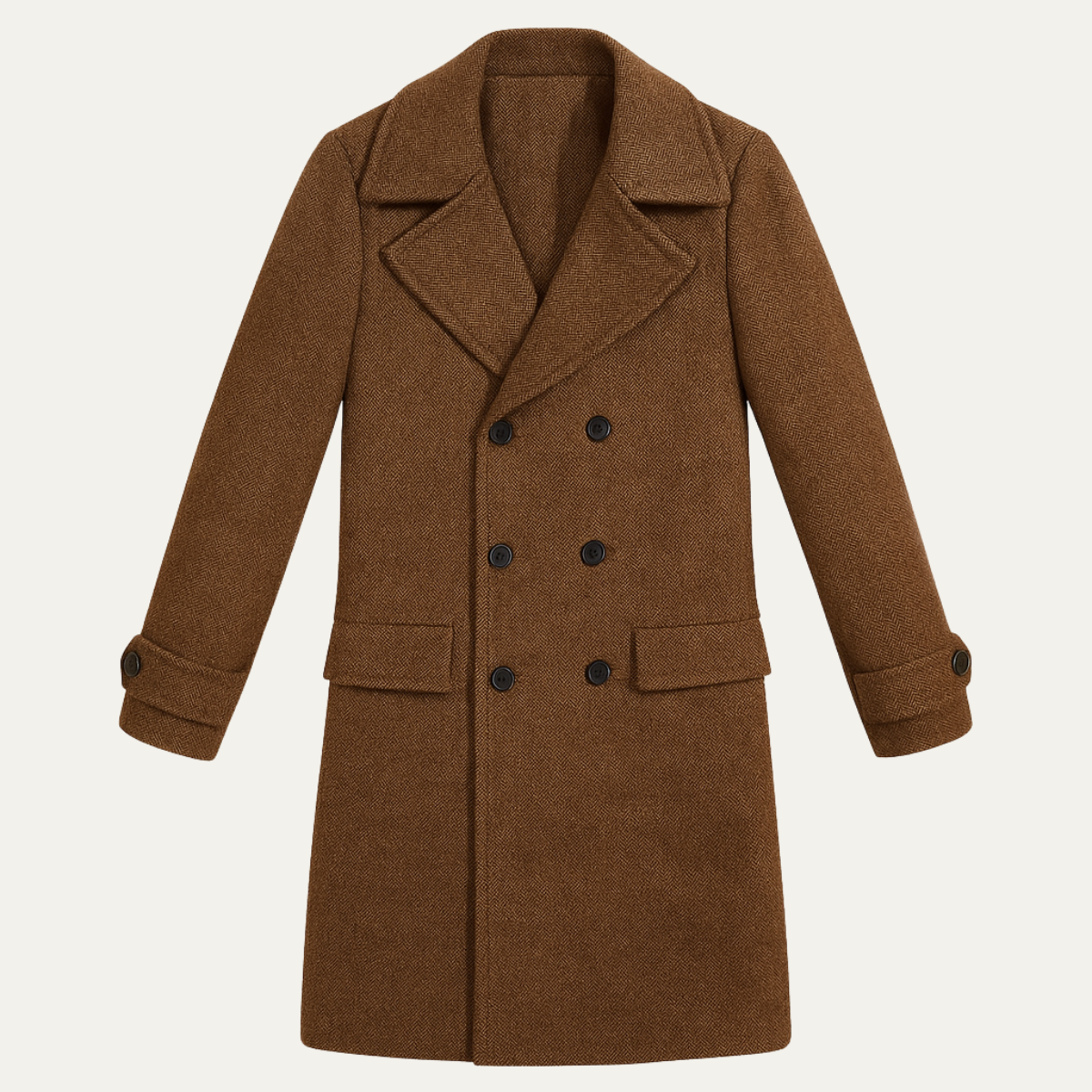 Luca | Men's Wool Blend Double Breasted Coat Brown