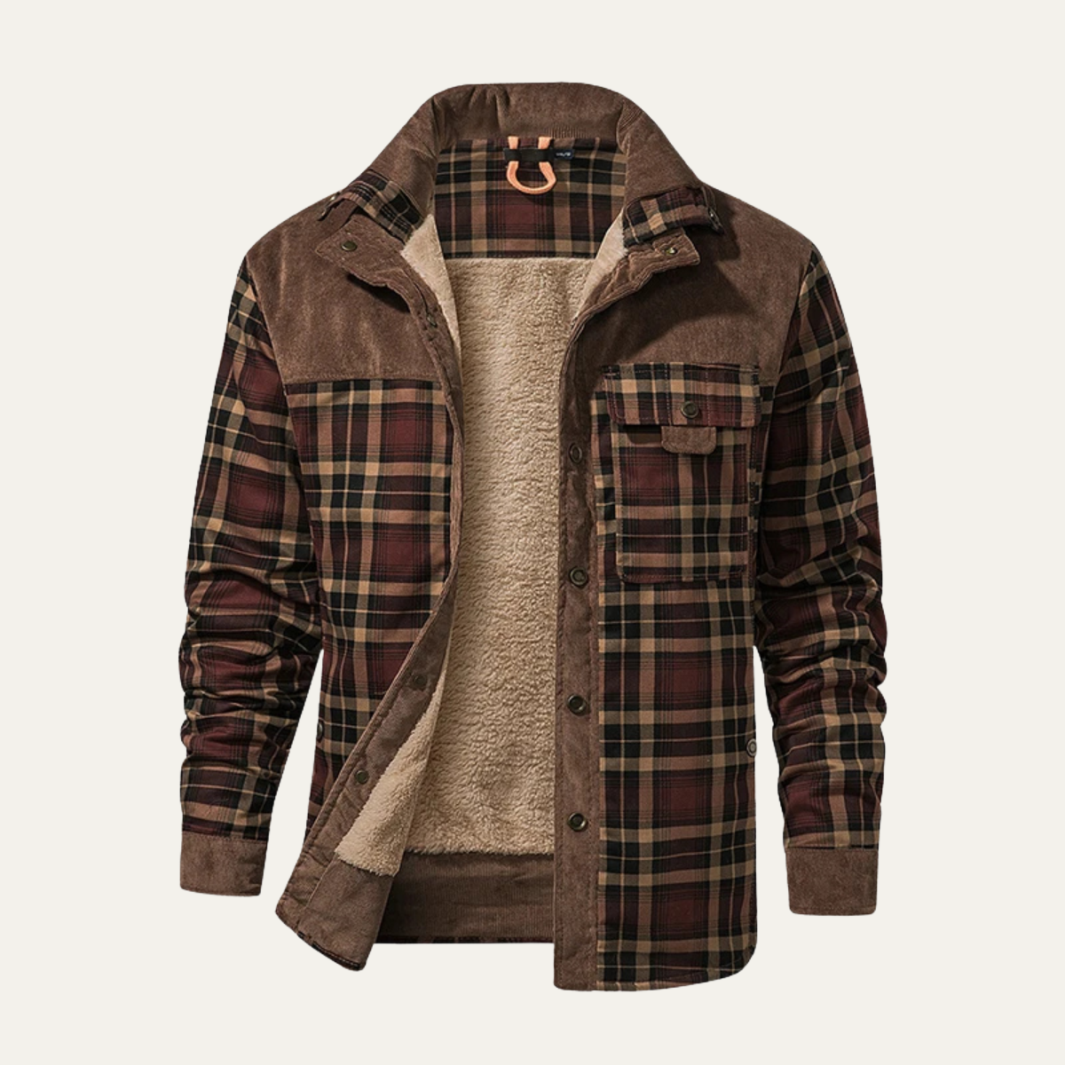 Bram | Men's Sherpa Lined Flannel Jacket Brown Plaid
