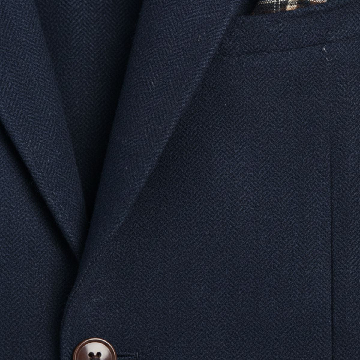 Evan | Men's Navy Herringbone Wool Blazer Single Breasted