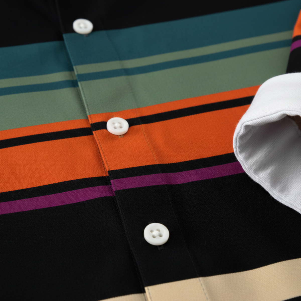 Axel | Men's Striped Button Up Shirt Orange Multi