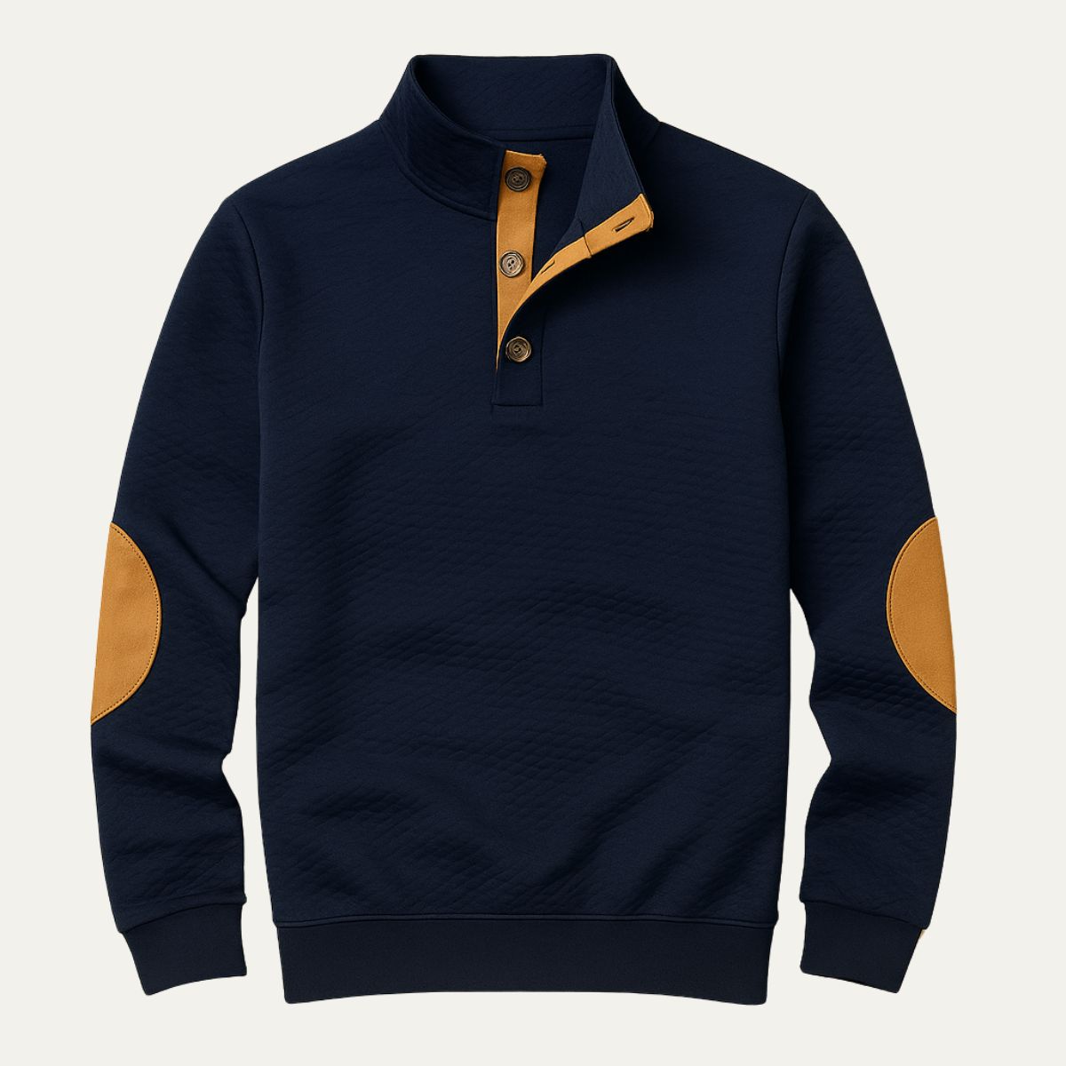 Esme | Men's Quarter Zip Sweater Black Elbow Patch