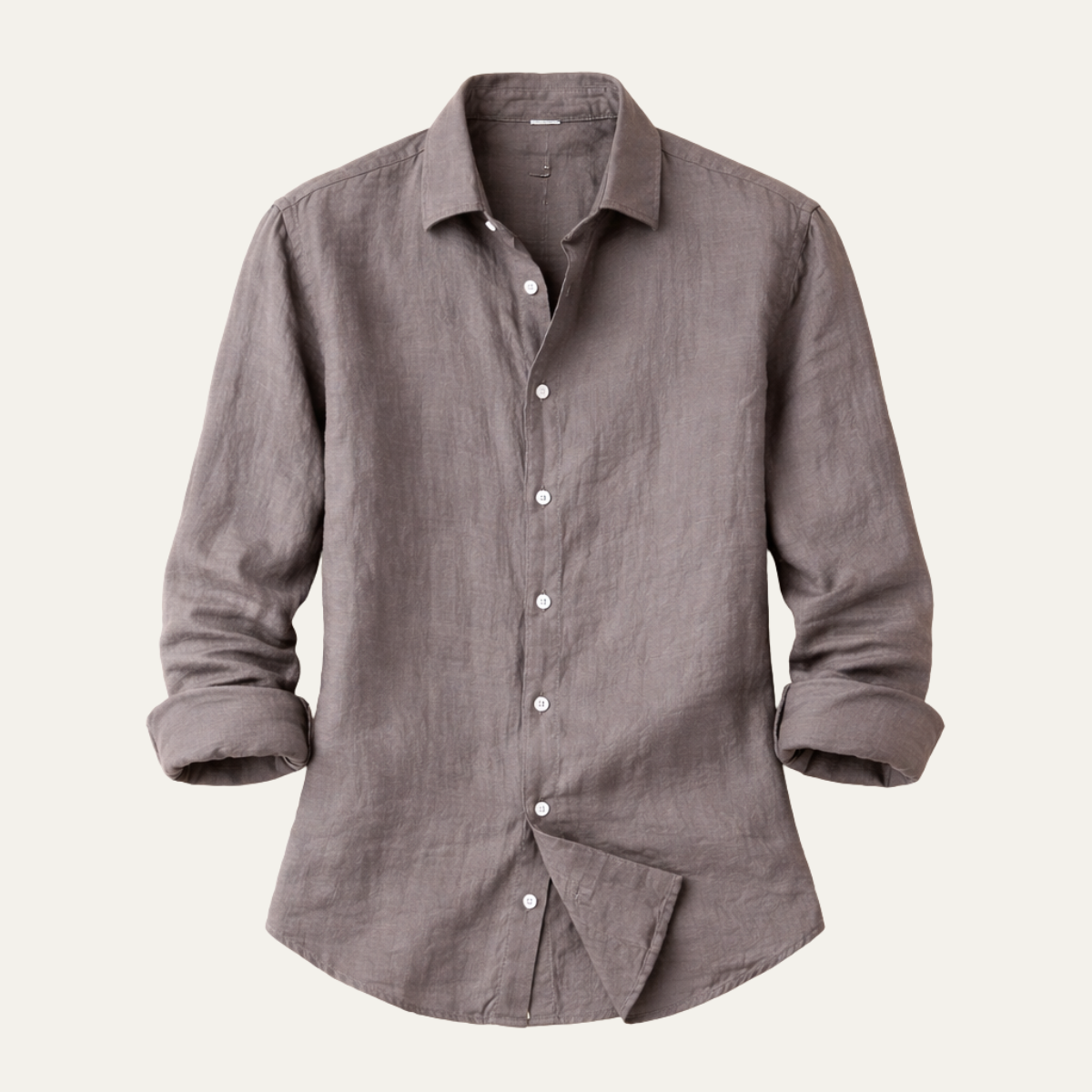 Beau | Men's Linen Shirt Gray Long Sleeve Button Up