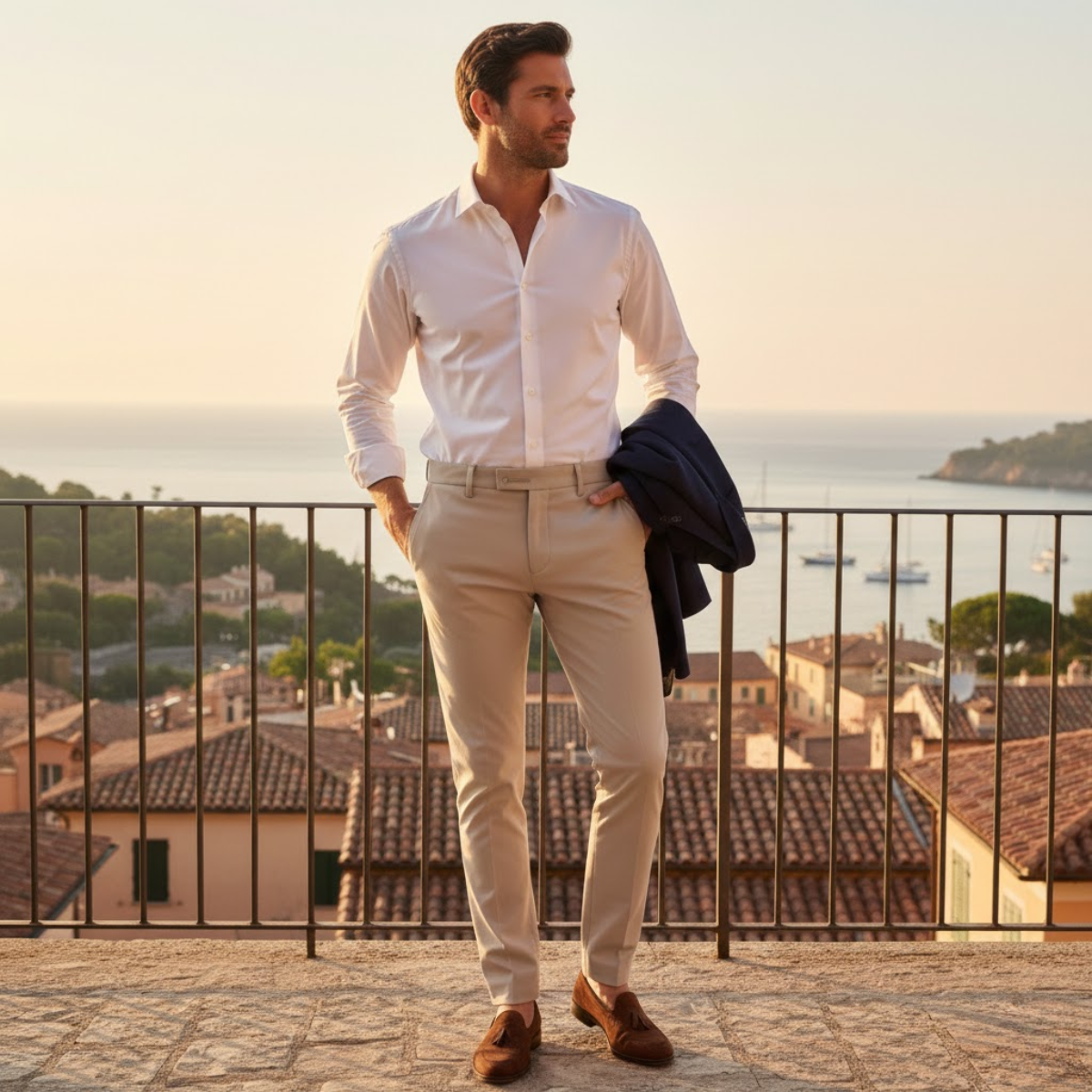 Sage | Men's Slim Fit Dress Pants Beige