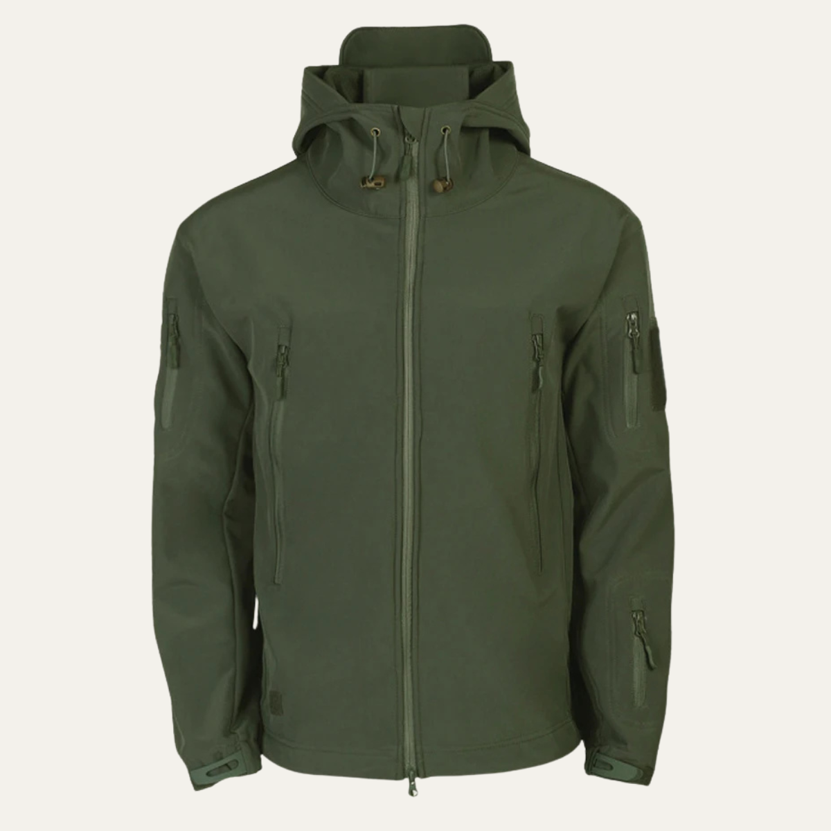 Voss | Men's Waterproof Soft Shell Jacket Olive Green With Hood