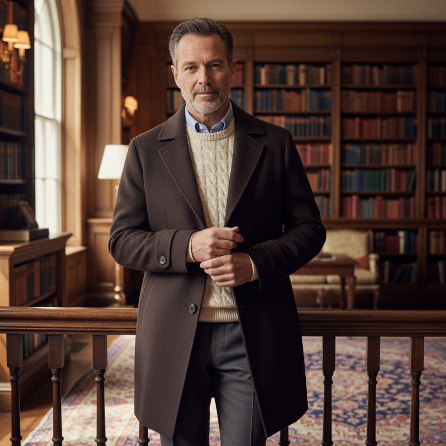 Callum | Men's Smart Casual Overcoat Brown