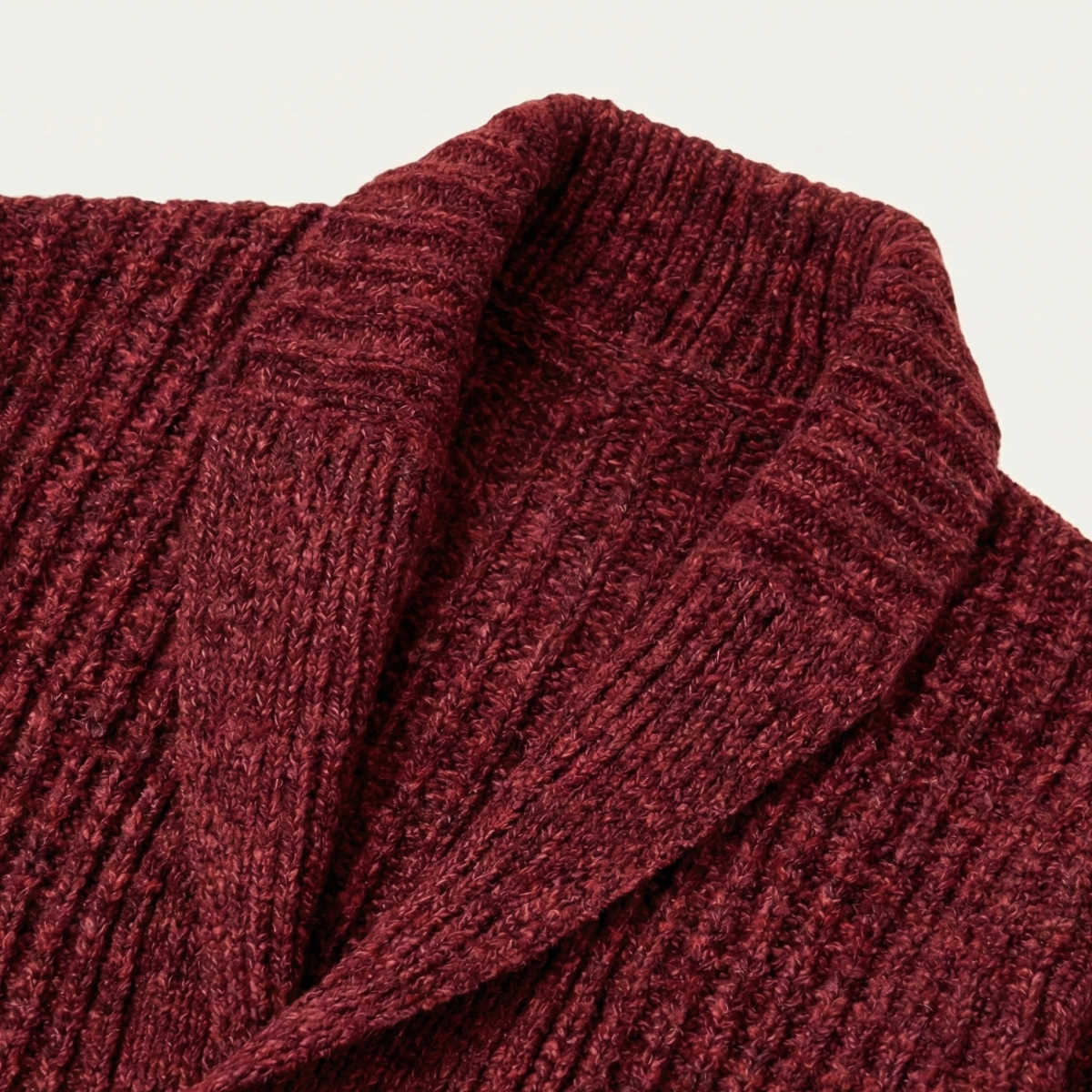 Lex | Men's Chunky Cable Knit Cardigan Burgundy Shawl Collar